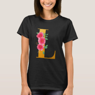 T-shirt Floral L Alphabet mûre Lettre initiale monogramme 