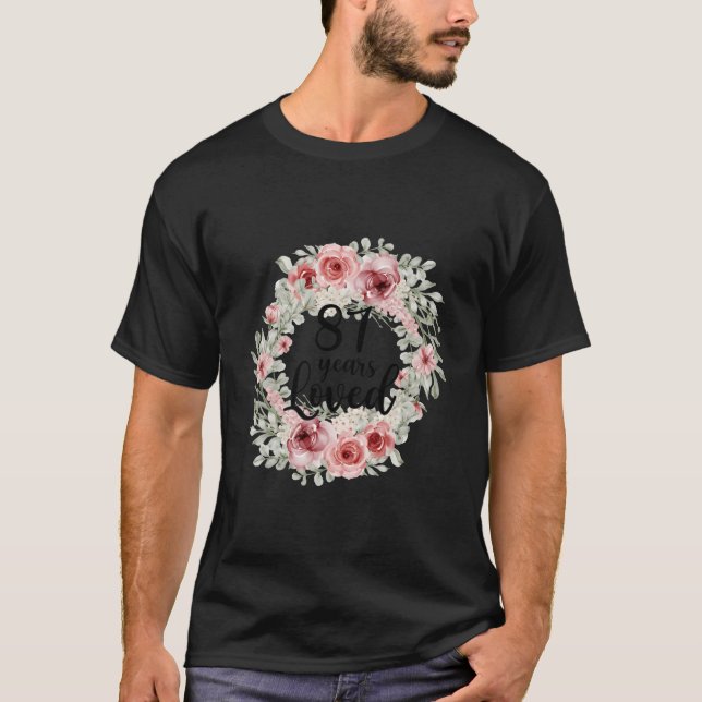 T-shirt Floral Loved 87 87Th Mom Mothers Day (Devant)