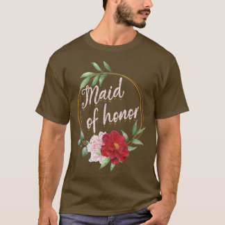 T-shirt Floral Maid Of Honor Mariage Mariage