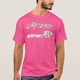 T-shirt Floral Mama Bear, Maman of 3, Maman and 3 Cubs