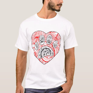 T-shirt Floral Mandala Chien Empreinte de patte Coeur roug