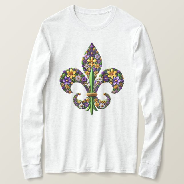 T-shirt Floral Mardi Gras fleur de lis (Design devant)