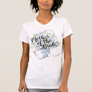 T-shirt Floral Mère de la mariée Rose bleu à script mod