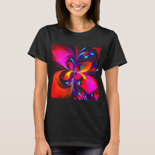 T-shirt Floral moderne Art Abstrait Rouge Bleu Motif #07