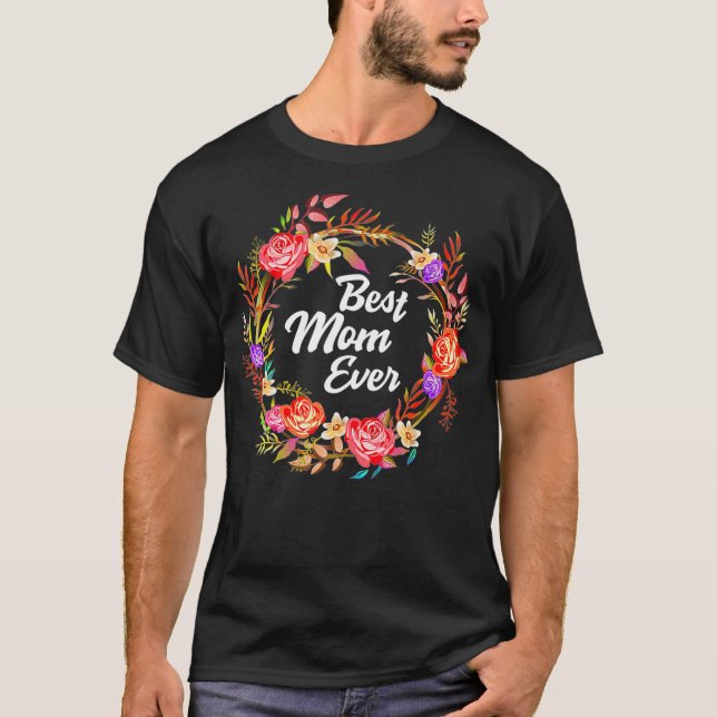 T-shirt Floral Mother's Day Flowers from Family Best Maman (Devant)