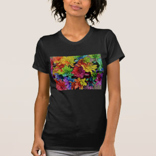 T-shirt Floral multicolore (noir)