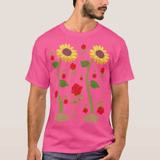 T-shirt Floral Nature Tournesols Jardin Fleurs Roses Bota