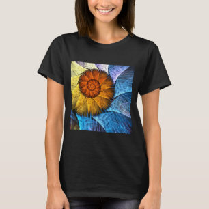 T-shirt Floral Orange Bleu Jaune Art Abstrait