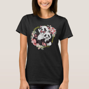 T-shirt Floral Panda Bear Flowers Zoo Animal Cute Wildlife