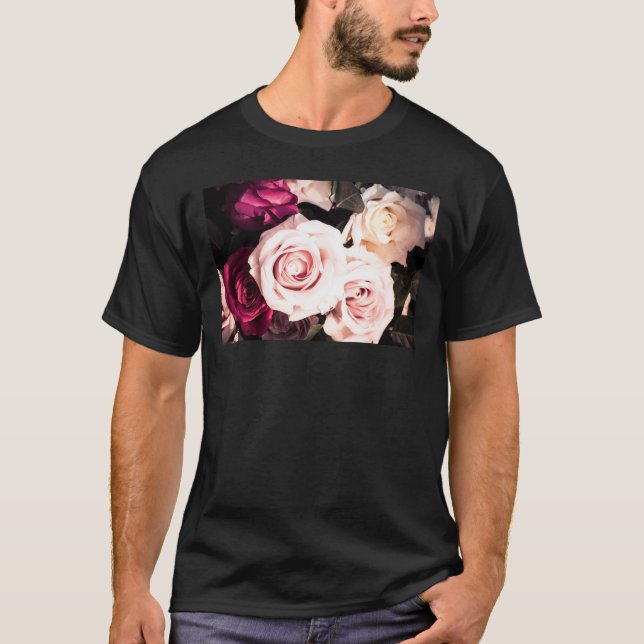 T-shirt  Floral Pastel Pink Rose Photography Men's (Devant)