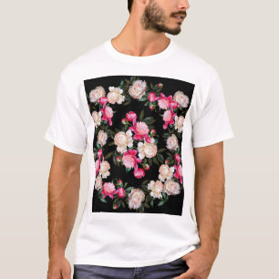T-shirt Floral Peonies Aquarelle Peinture Arrière - plan