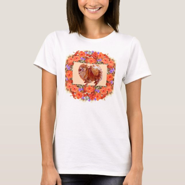 T-shirt Floral Poméranien (Devant)