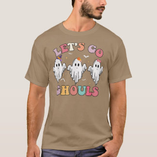T-shirt Floral Retro Groovy Let's Go Ghouls Funny Hallowee