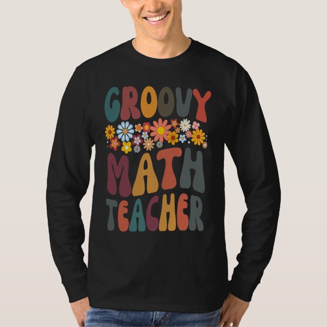 T-shirt Floral Retro Groovy Math Teacher Matching Student  (Devant)