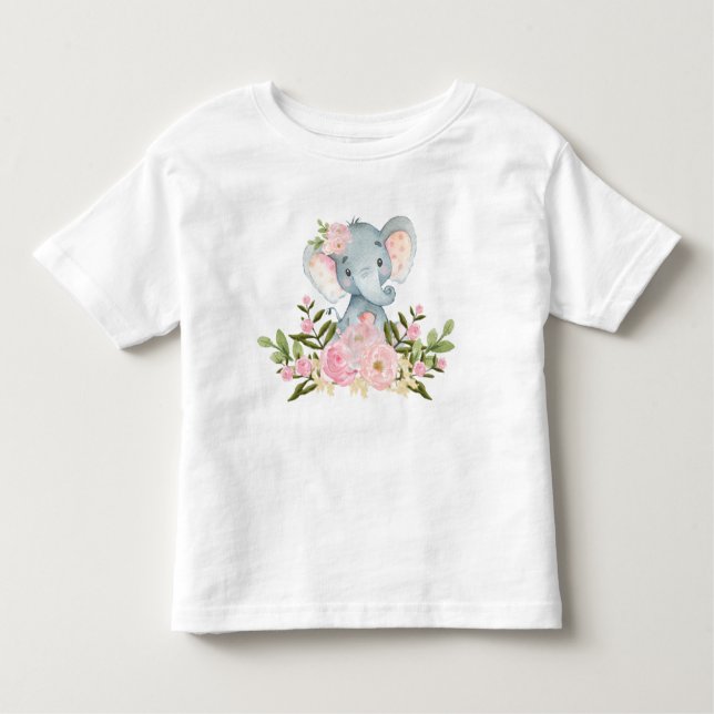 T-shirt floral rose d'enfant en bas âge (Devant)
