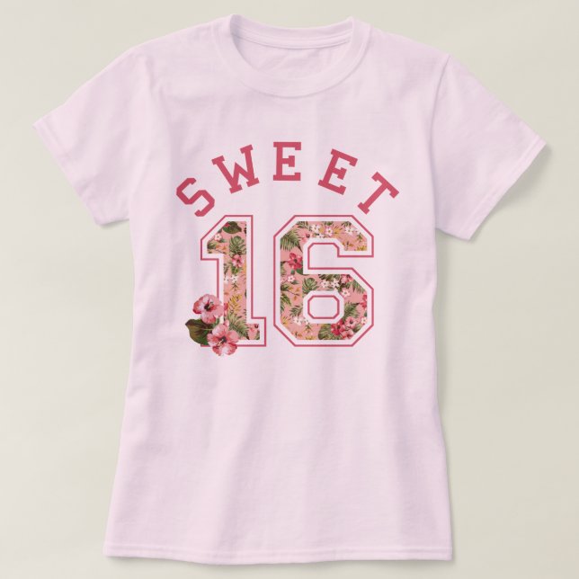 T-shirt Floral rose sportif du bonbon 16 (Design devant)