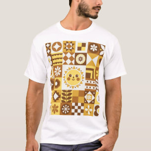 T-shirt Floral scandinave : Carte Vintage Abstraite.