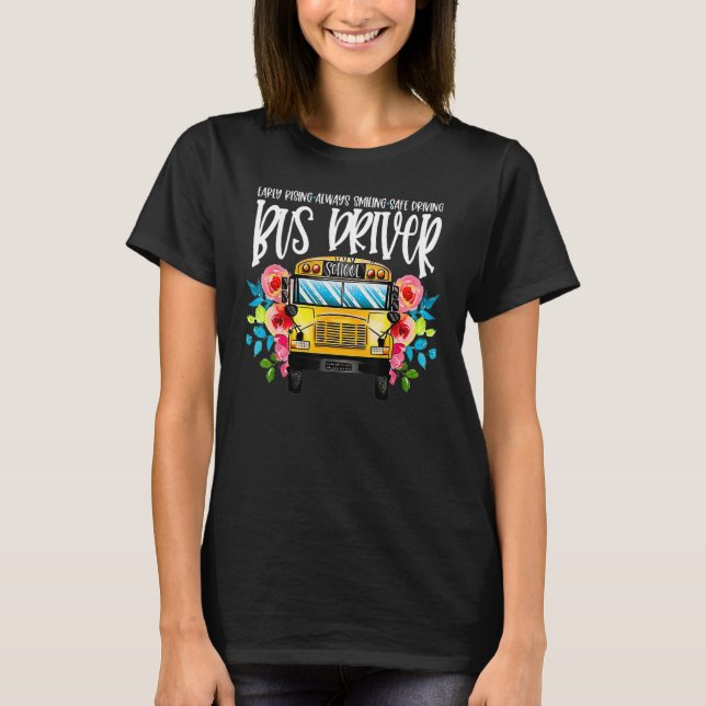 T-shirt Floral School Bus Driver Early Rising Back To Scho (Devant)