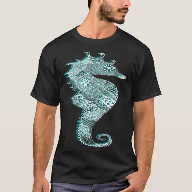 T-shirt Floral Seahorse Nautical (Devant)