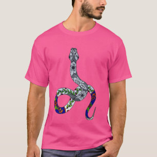 T-shirt Floral Snake Tattoo Design 