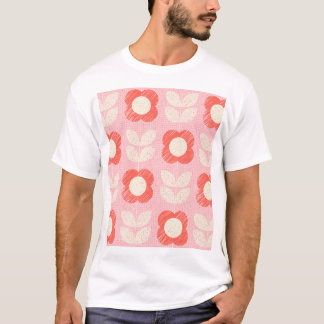 T-shirt Floral Stylisé Rétro Scandinave sans joint