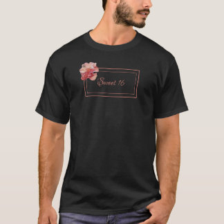 T-shirt Floral sucré 16 rose et noir