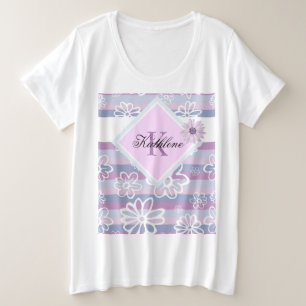 T-shirt floral violet monogrammé de plus de taille