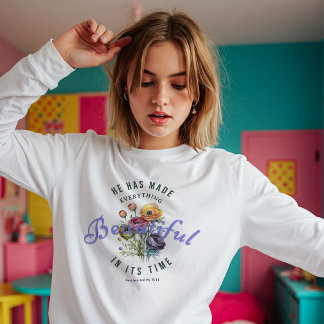 T-shirt Floral Watercolor Beautiful Scripture