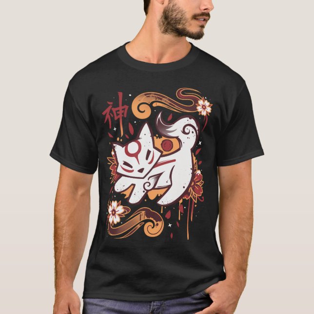T-shirt Floral Wolf Spirit - Geek Gamer (Devant)