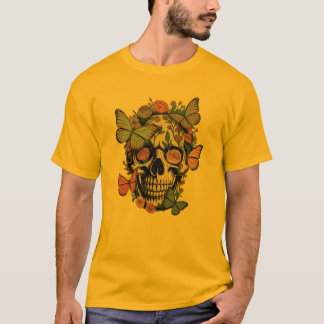 T-shirt FloralSkullT-Shirt | Ästhetischer SchädelmitBlumen