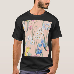 T-shirt Floraux d'aquarelle de printemps, papier peint rét