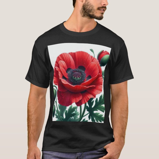 T-shirt Flore de pavot rouge (Devant)