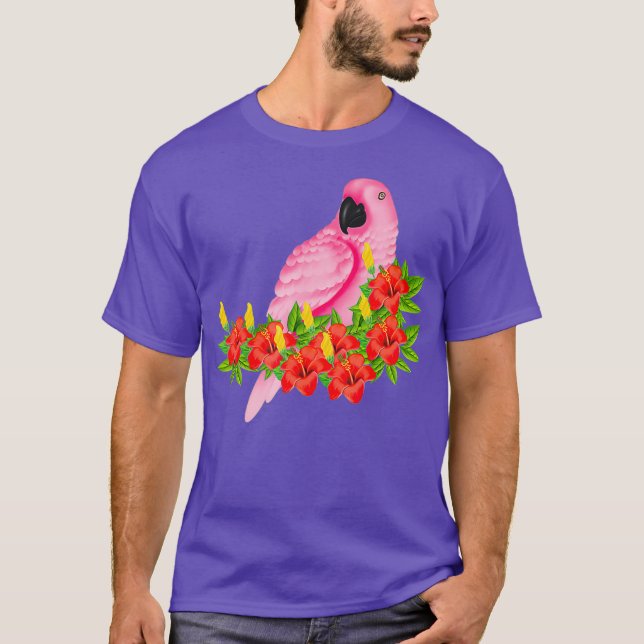 T-shirt Flore de perroquet rose tropicale (Devant)
