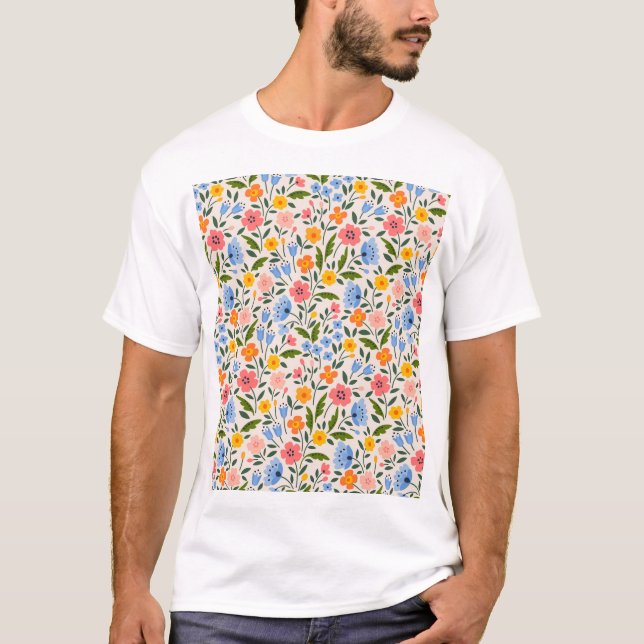 T-shirt Flore folklorique : Petits Motifs colorés (Devant)