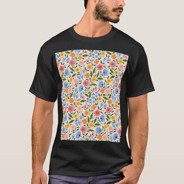 T-shirt Flore folklorique : Petits Motifs colorés (Devant)