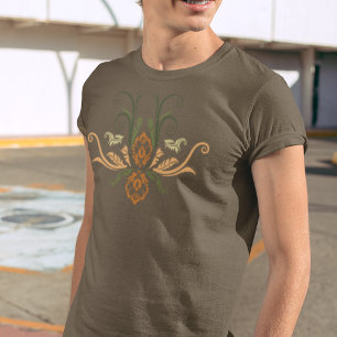 T-shirt Flore géométrique Damas Classique Avec Branches