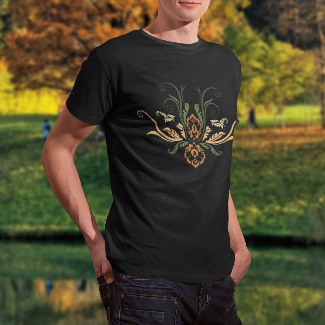 T-shirt Flore géométrique Damas Classique Avec Branches (Créateur téléchargé)