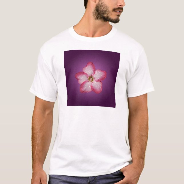 T-shirt Flore rose Adenium Violet rayé (Devant)
