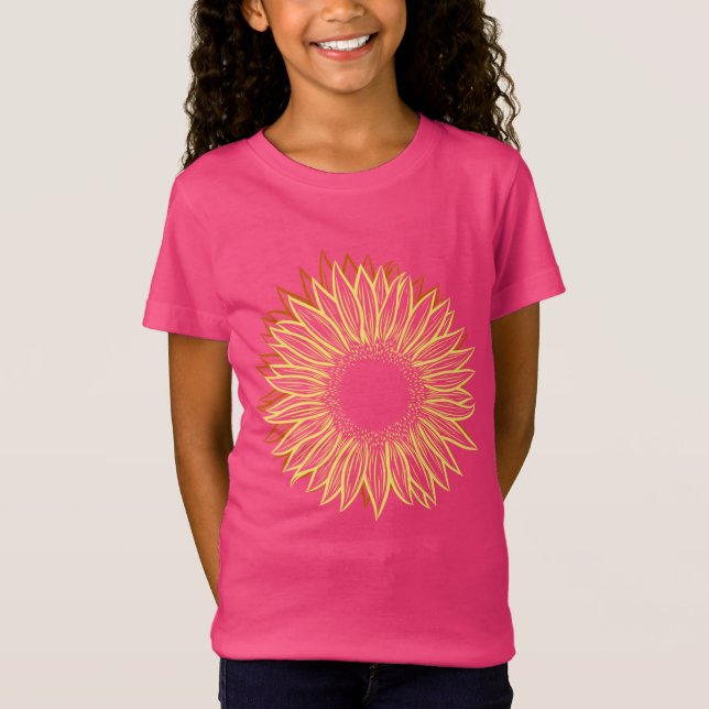 T-Shirt Flore Rustique Tournesol Feu à main (Devant)