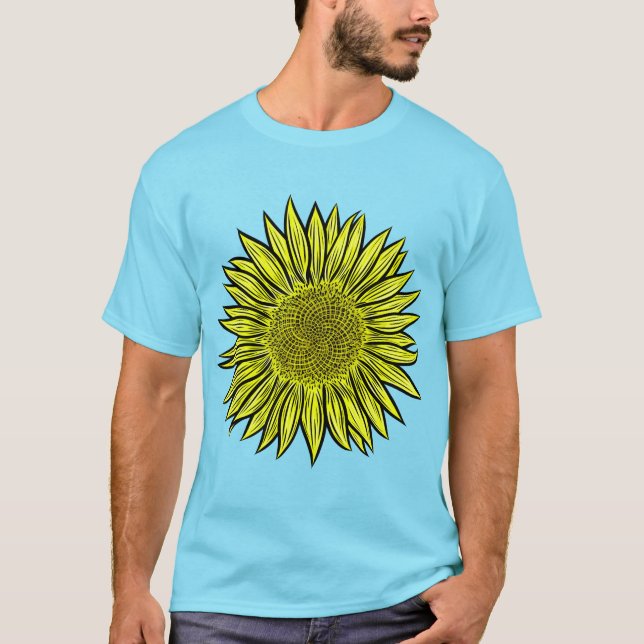 T-shirt Flore Rustique Tournesol Jaune Main tirée (Devant)