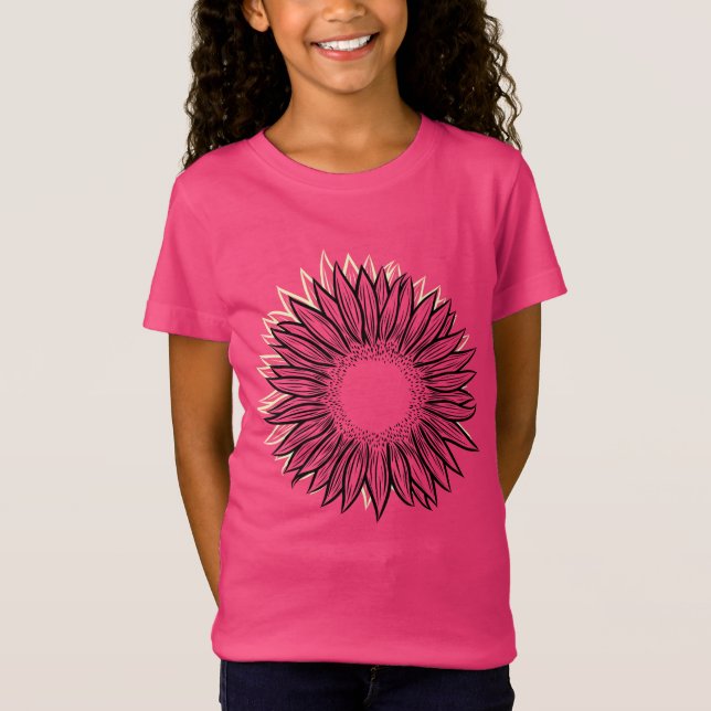 T-Shirt Flore Rustique Tournesol Main tiré (Devant)