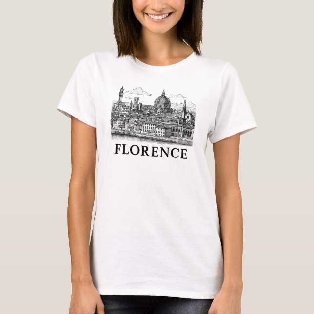 T-shirt Florence Cityscape - Duomo Cathedral Line Art (Devant)