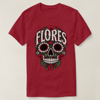T-shirt flores nom de famille crâne de sucre