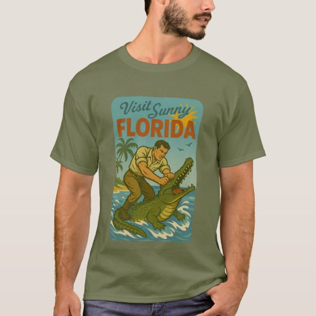 T-shirt Florida Alligator Wrestling | Funny Retro Coastal (Devant)