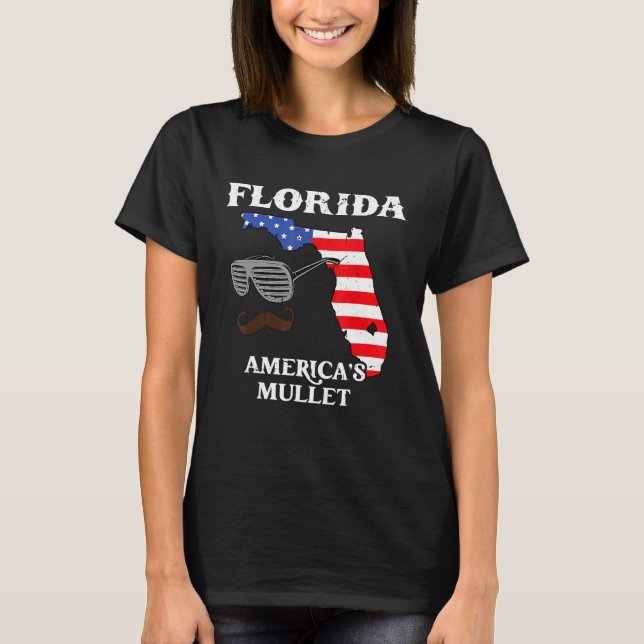 T-shirt Florida America Mullet Flag 4th July Independence  (Devant)