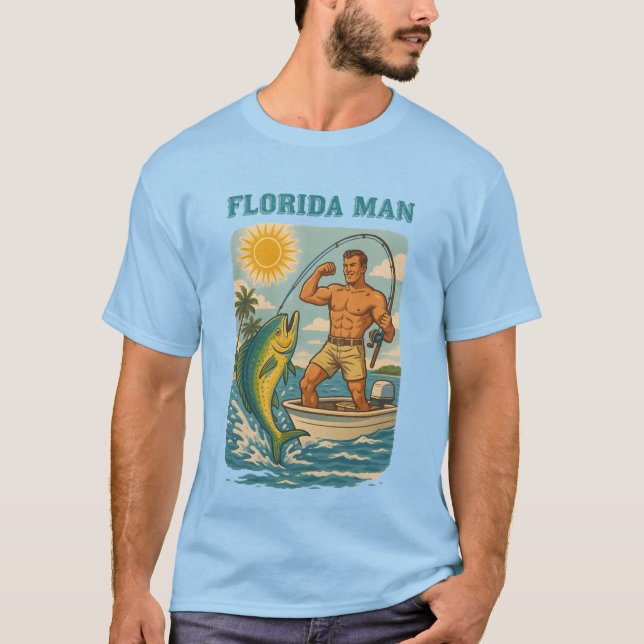 T-shirt Florida Man -Coastal Fishing Boat- Retro Fisherman (Devant)