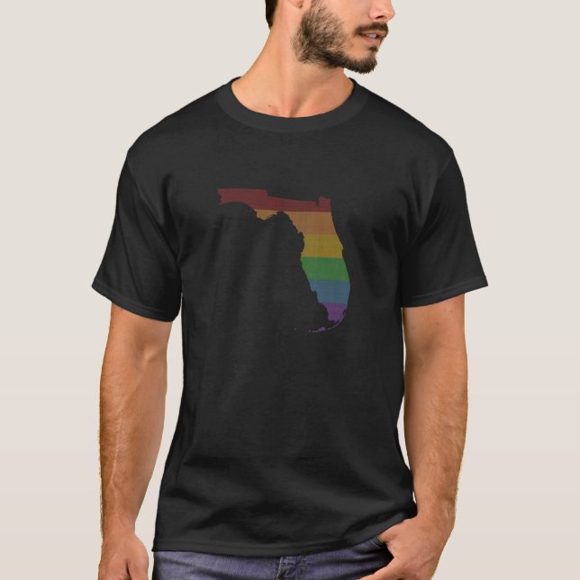 T-shirt Florida Map Formé Rainbow Arrière - plan Pride Fla (Devant)
