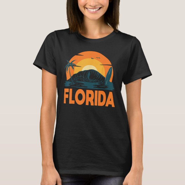 T-shirt Florida Palm Tree Surf Surfing Beach Island Summer (Devant)