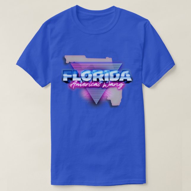 T-shirt Floride Amériques Wang 80s Retro Style Design (Design devant)