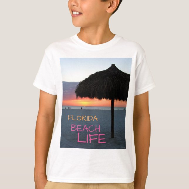 T-shirt Floride Beach Life Sunset Palm Frond Parapluie Fro (Devant)